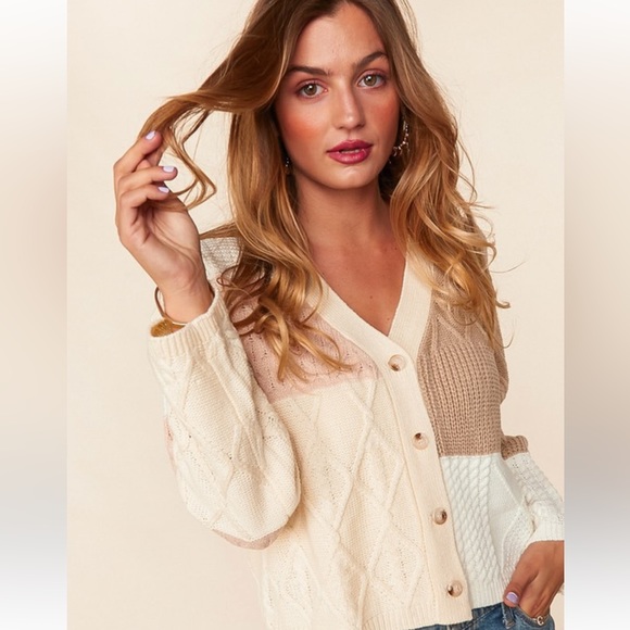 Button Up Knit Cropped Cardigan Sweater - Picture 2 of 8